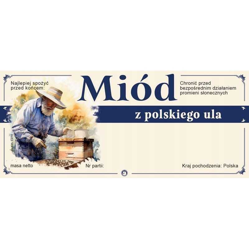 Etiketės medui iš lenkiško avilio (100 vnt) - E278 raštas