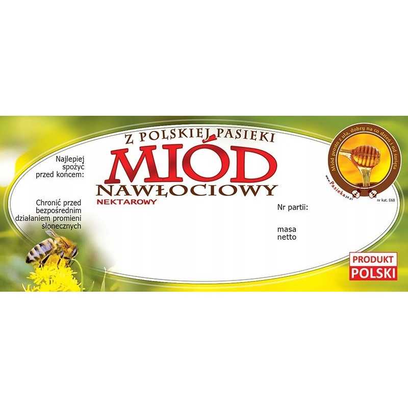 Etiketės auksarankio medui (100 vnt) - E68 raštas