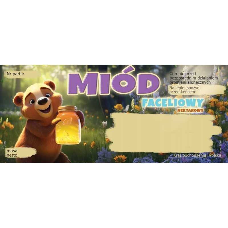 Etiketės facelijų medui (100 vnt) - E1366 raštas