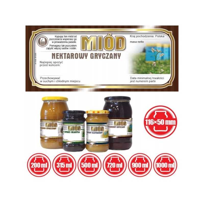 Grikių medaus etiketės 116x50 (100 vnt) - e1233 raštas