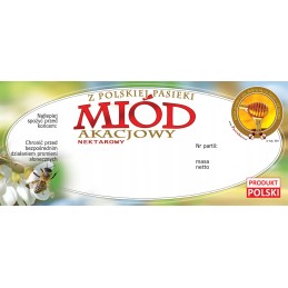 Etiketės akacijų medui (100 vnt) - e64 raštas