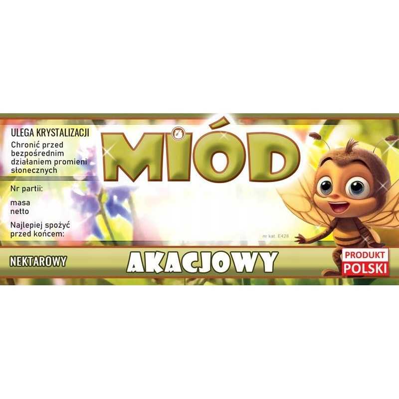 Etiketės akacijų medui (100 vnt) - e428 raštas