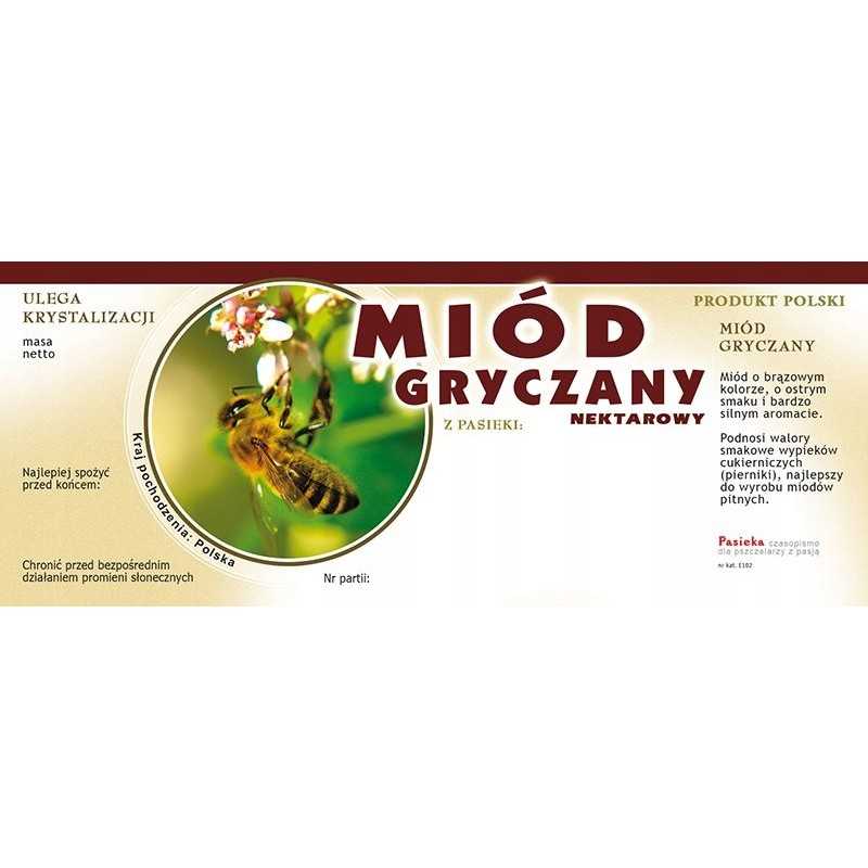 Grikių medaus etiketės (100 vnt) - E102 raštas