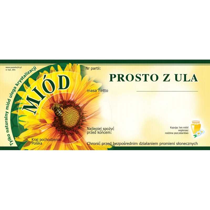 Medaus etiketės tiesiai iš avilio (100 vnt) - E91 raštas