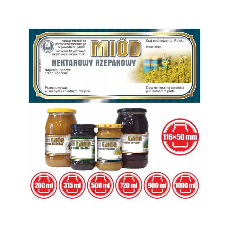 Rapsų medaus etiketės 116x50 (100 vnt) - e1240