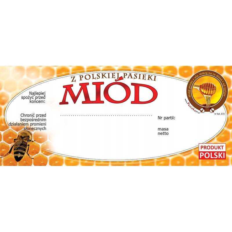 Medaus etiketės tiesiai iš avilio (100 vnt) - modelis E73