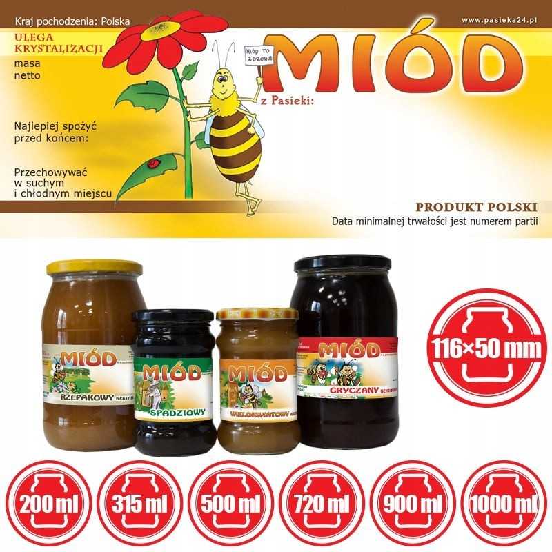 Medaus etiketės - universalios (100 vnt) - E24 raštas