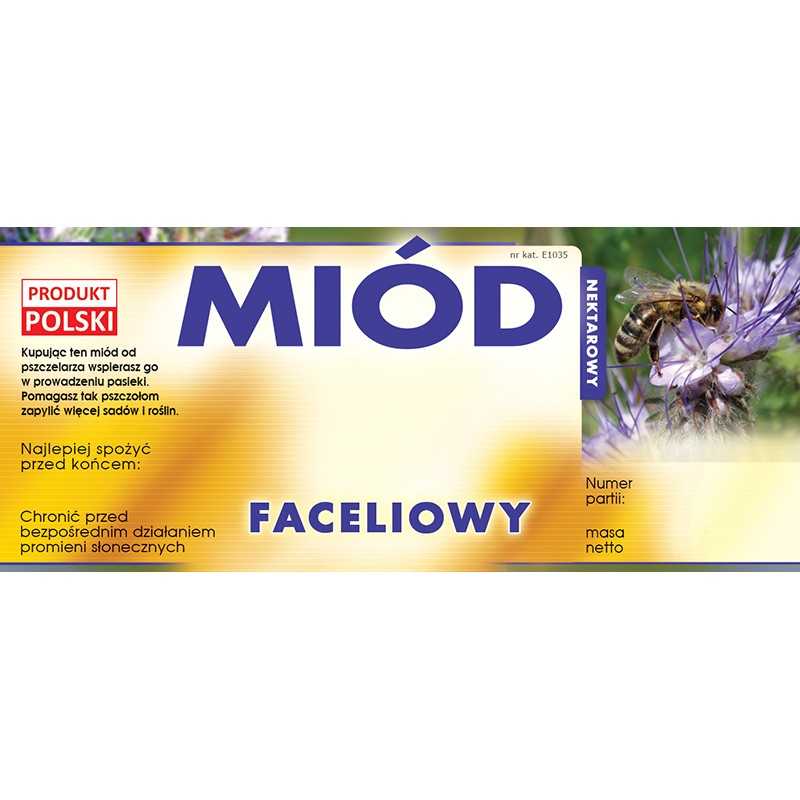 Etiketės facelijų medui (100 vnt) - E1035 raštas