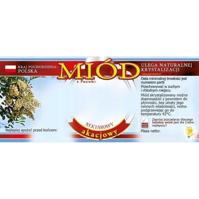 Etiketės akacijų medui (100 vnt) - e53 raštas