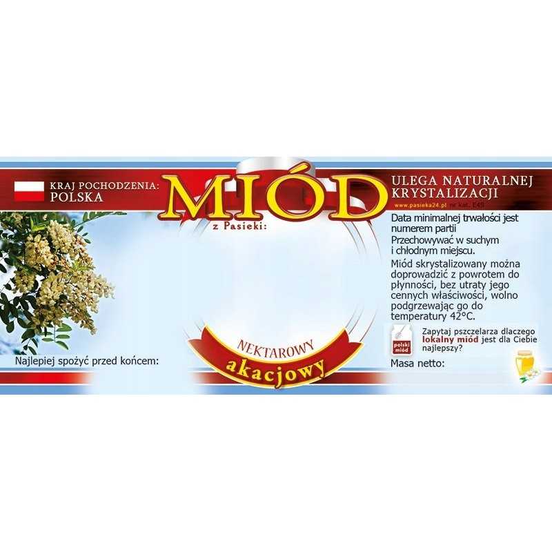 Etiketės akacijų medui (100 vnt) - e53 raštas