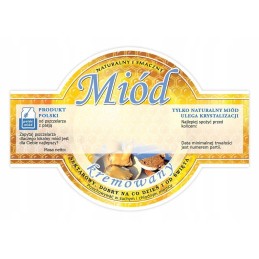 Apvalių etikečių, skirtų kreminiam medui, pakuotė (100 vnt.)