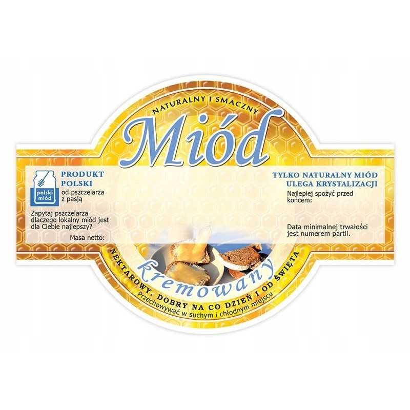 Apvalių etikečių, skirtų kreminiam medui, pakuotė (100 vnt.)