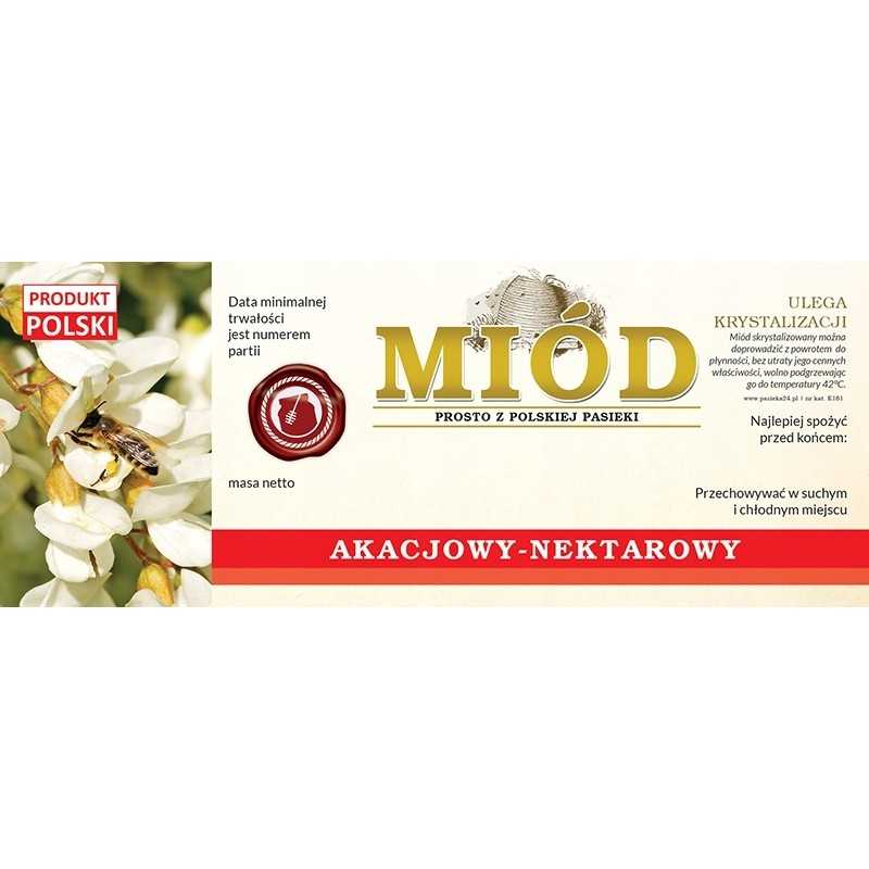 Akacijų medaus etikečių pakuotė 154x60 (100 vnt.)