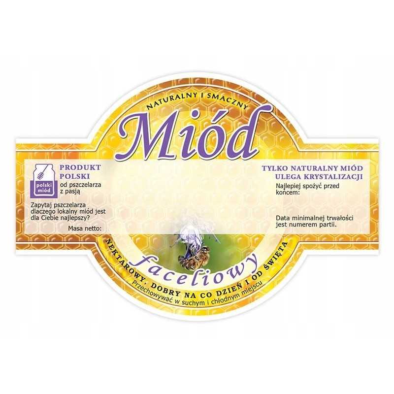 Facelijų medaus apvalių etikečių pakuotė (100 vnt.)