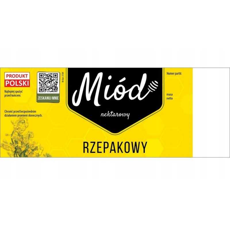 Pakuotė didelių etikečių rapsų medui (100 vnt) - raštas E184