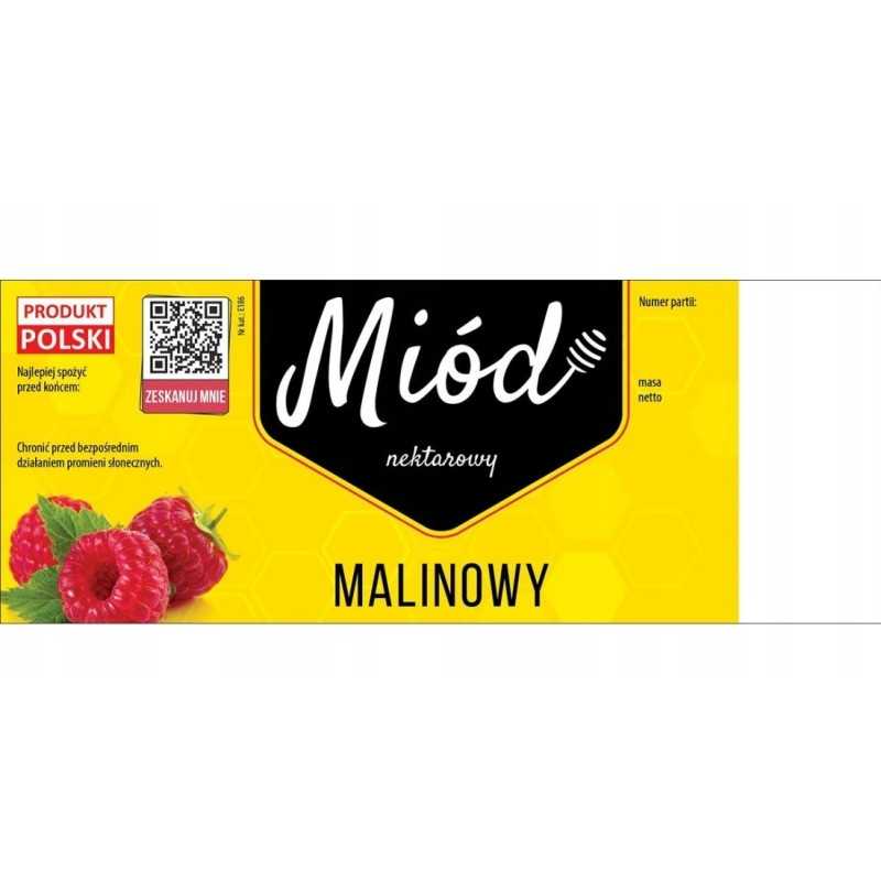 Pakuotė didelių etikečių aviečių medui (100 vnt) - raštas E185