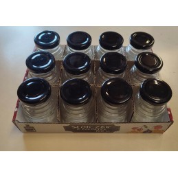 12 vnt stiklainių su užsukamu dangteliu, 100 ml