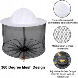 Balta bitininkystės kepurė su raišteliu