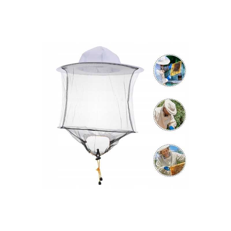 Balta bitininkystės kepurė su raišteliu