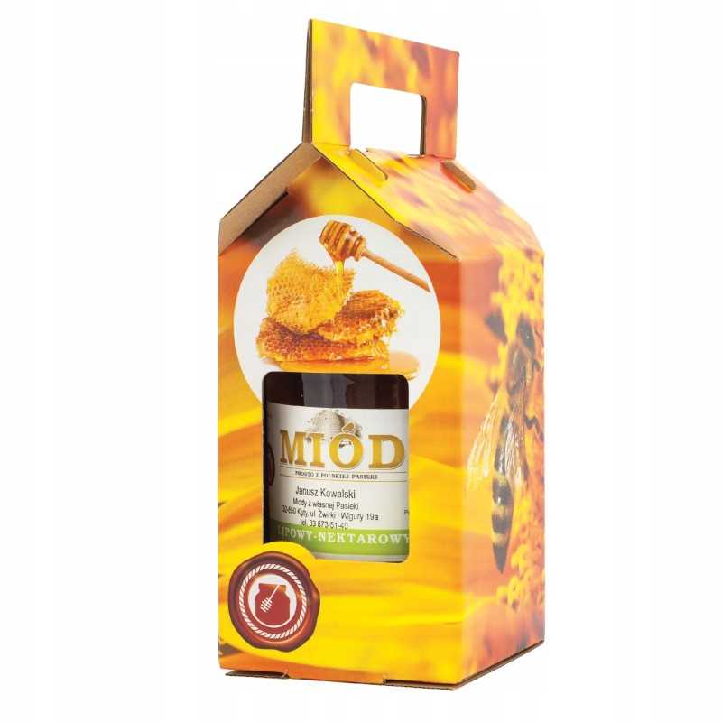 Dekoratyvinė dėžutė 1 indeliui medaus 900 ml 10 vnt p1f