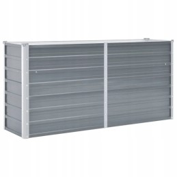 Raised Galvanized Steel Planter, 160x40x77 cm, Gray