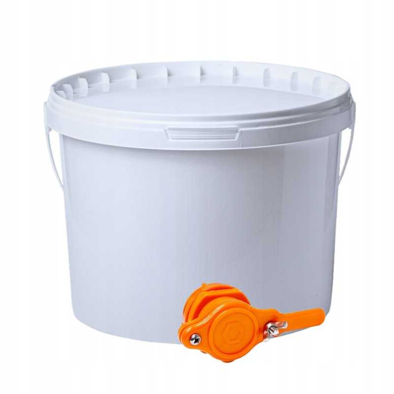 Atsiskaitymo bakas 10l, plastikinis oranžinis vožtuvas medui arba nustatymui