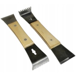 Nerūdijančio plieno kaltas su grandikliu mediniame rėme