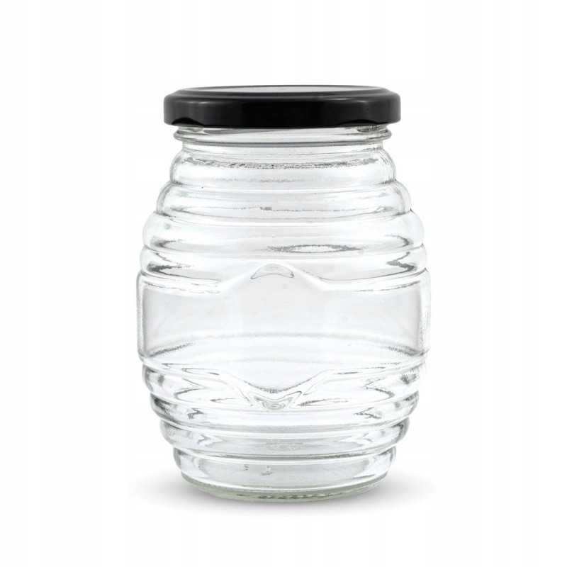 6 vnt dryžuoti stiklainiai, 380 ml, kamšteliai