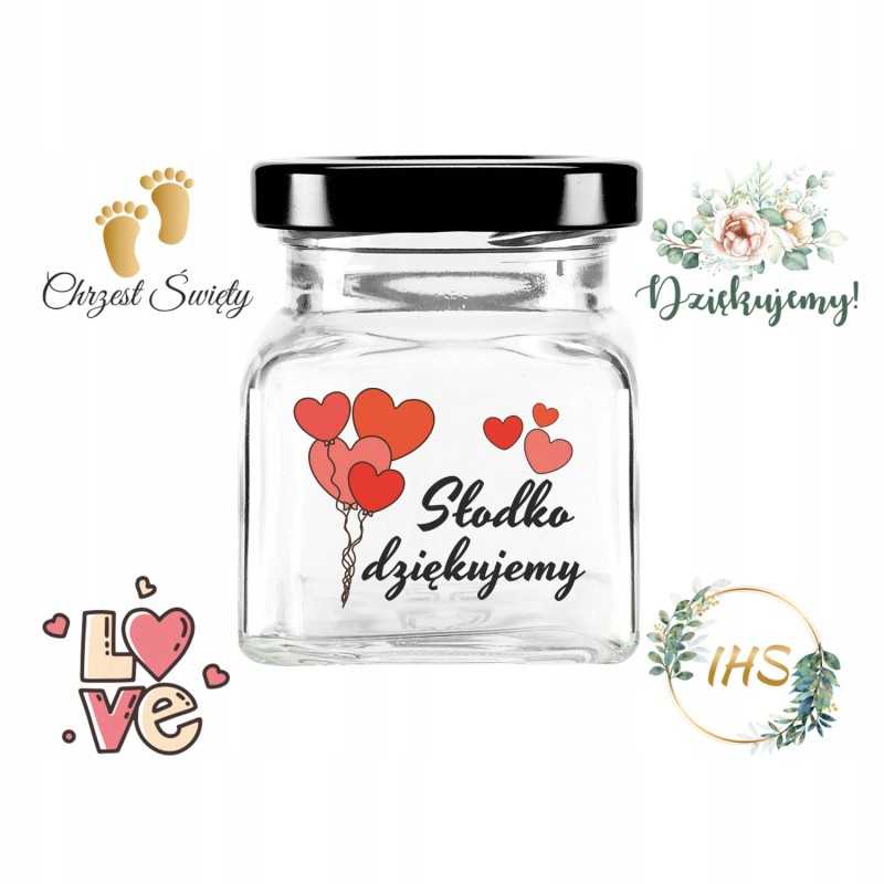 Kvadratinis stiklinis 120 ml indas su 53 mm metaliniu dangteliu ir spauda