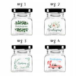 Kvadratinis stiklinis 120 ml indas su 53 mm metaliniu dangteliu ir spauda