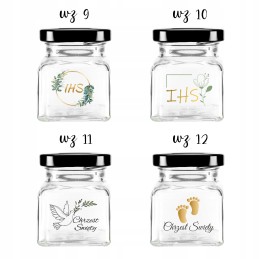 Kvadratinis stiklinis 120 ml indas su 53 mm metaliniu dangteliu ir spauda