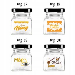 Kvadratinis stiklinis 120 ml indas su 53 mm metaliniu dangteliu ir spauda