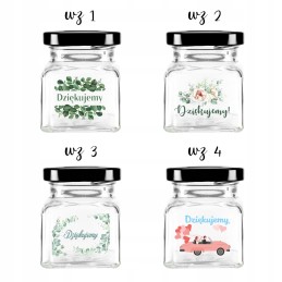 Kvadratinis stiklinis 120 ml indas su 53 mm metaliniu dangteliu ir spauda