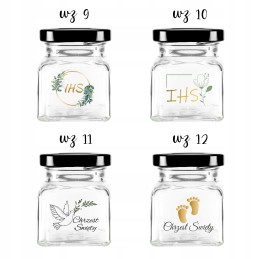 Kvadratinis stiklinis 120 ml indas su 53 mm metaliniu dangteliu ir spauda