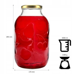 5l stiklinis indelis - su vaisių raštais