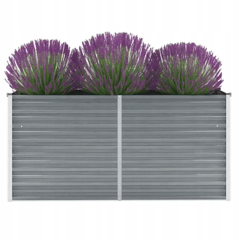 Raised galvanized steel planter 160x40x77 cm gray