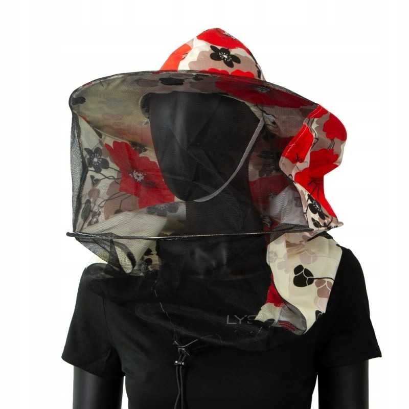 Bitininkystės kepurė su gėlėmis (medvilnė + drobė)