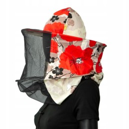 Bitininkystės kepurė su gėlėmis (medvilnė + drobė)