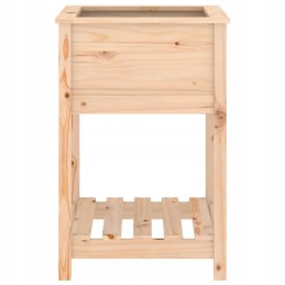 Planter with shelf, 54x54x81 cm, solid pine wood