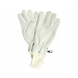 Baltos odinės pirštinės, trumpos su rankogaliais