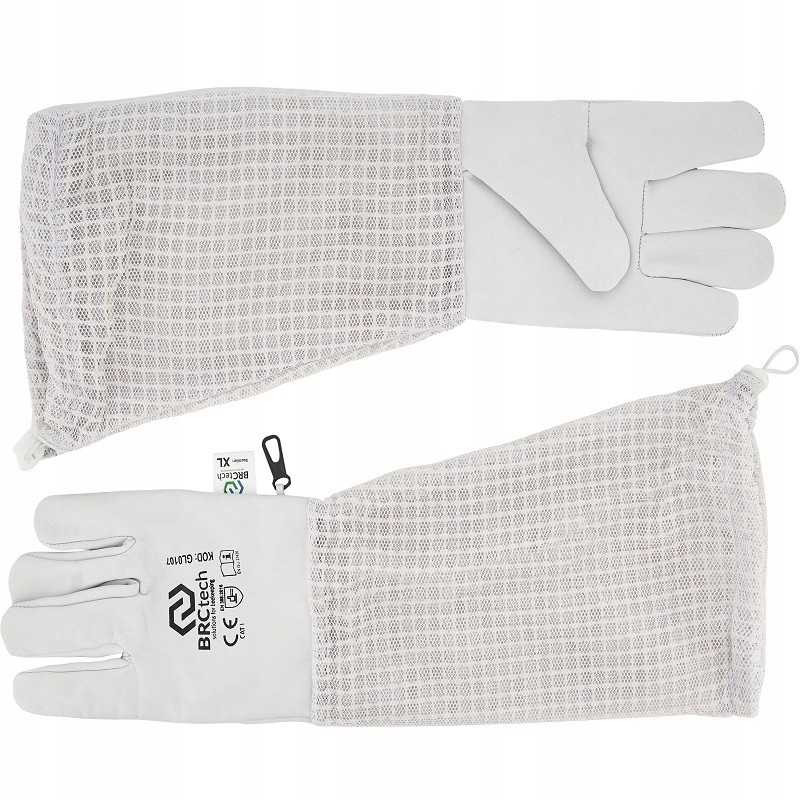 Bitininkystės pirštinės odinės tinklelio r xl baltos