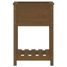 Flowerpot with shelf, honey brown, 54x34.5x81 cm, pine wood