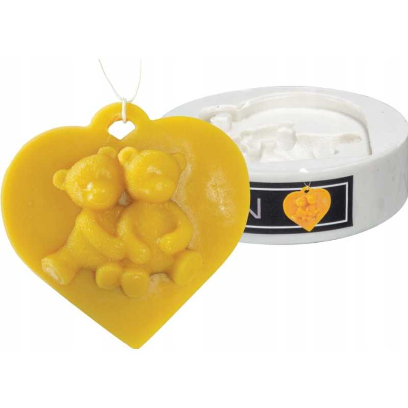 Silikono formos meškiukai ant širdies fs321 vaško dovana