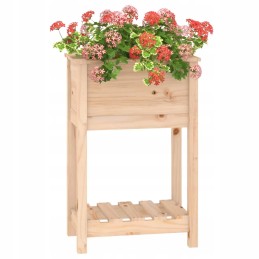 Vidaxl puķu pods ar polku 54x34 5x81 cm priedes masīvkoka