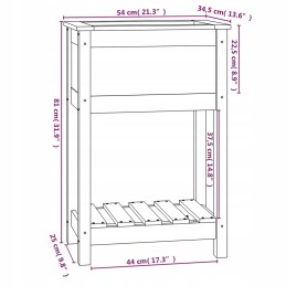 Vidaxl puķu pods ar polku 54x34 5x81 cm priedes masīvkoka