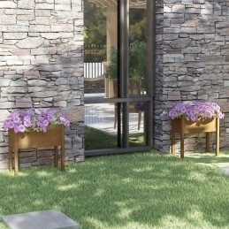 Garden pots, 2 pcs., honey brown, 70x31x70 cm, pine