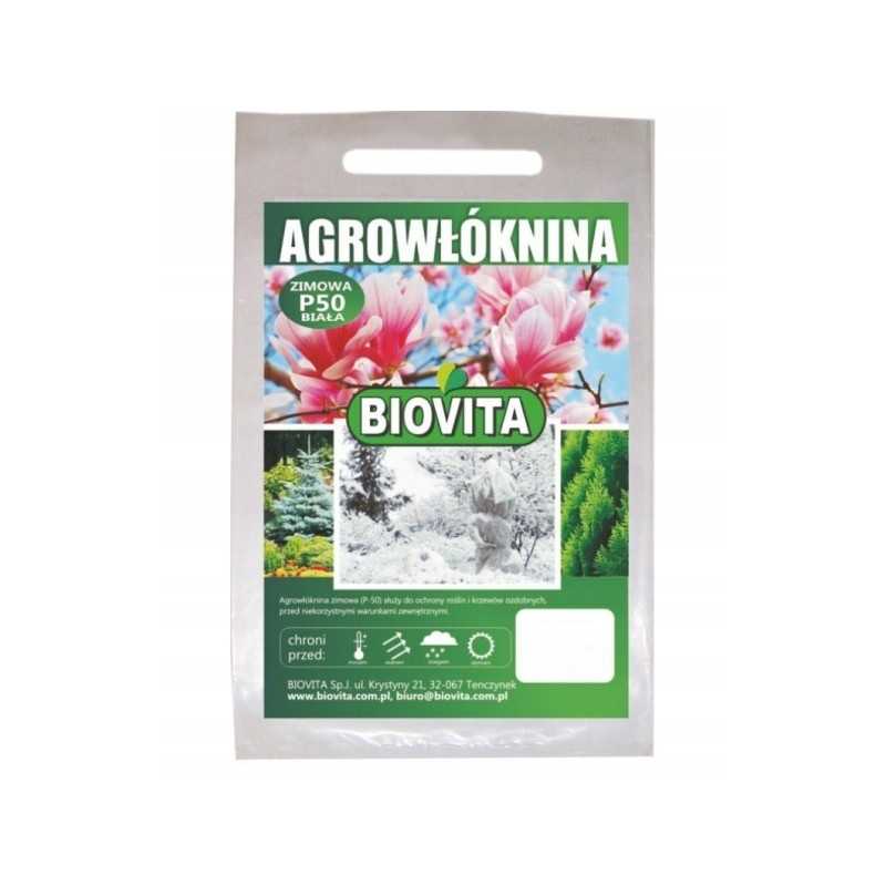 Agrotextile p-50 1,6x5m balti biovita krūmai, žemėje žiemojantys augalai