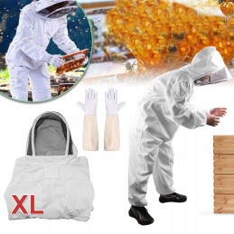 Bitininkystės kostiumas su XL dydžio užtrauktuku ir XL dydžio pirštinėmis