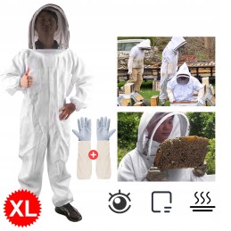 Bitininkystės kostiumas su XL dydžio užtrauktuku ir XL dydžio pirštinėmis