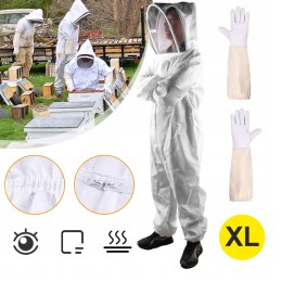 Bitininkystės kostiumas su XL dydžio užtrauktuku ir XL dydžio pirštinėmis